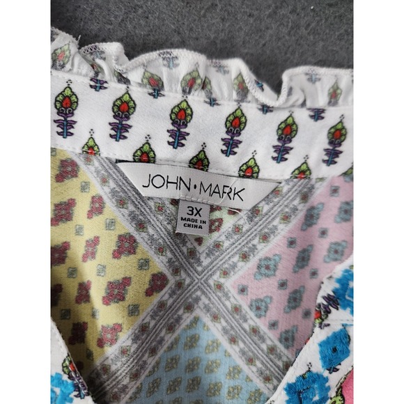 John Mark Women 2X Embroidered Tunic Top Boho Art To Wear Patchwork Festival NWT - Picture 8 of 11